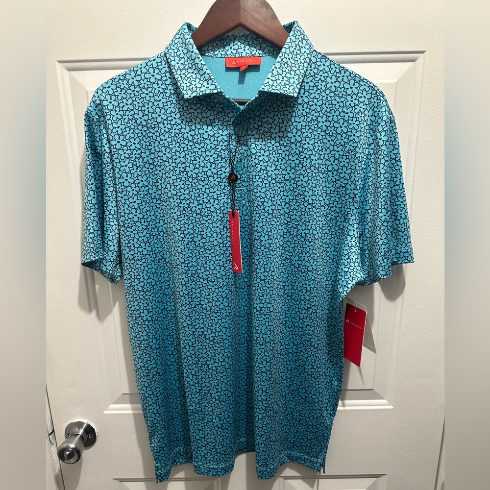 Stylish Teal Patterned Polo Shirt